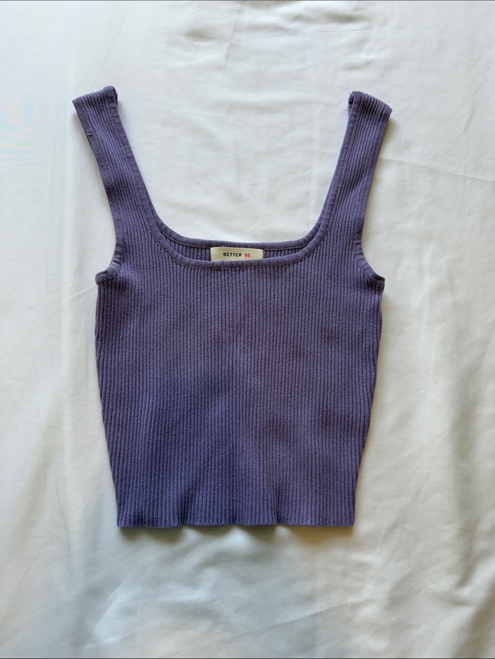 Better Be Purple Ribbed Square Neck Cropped Tank
